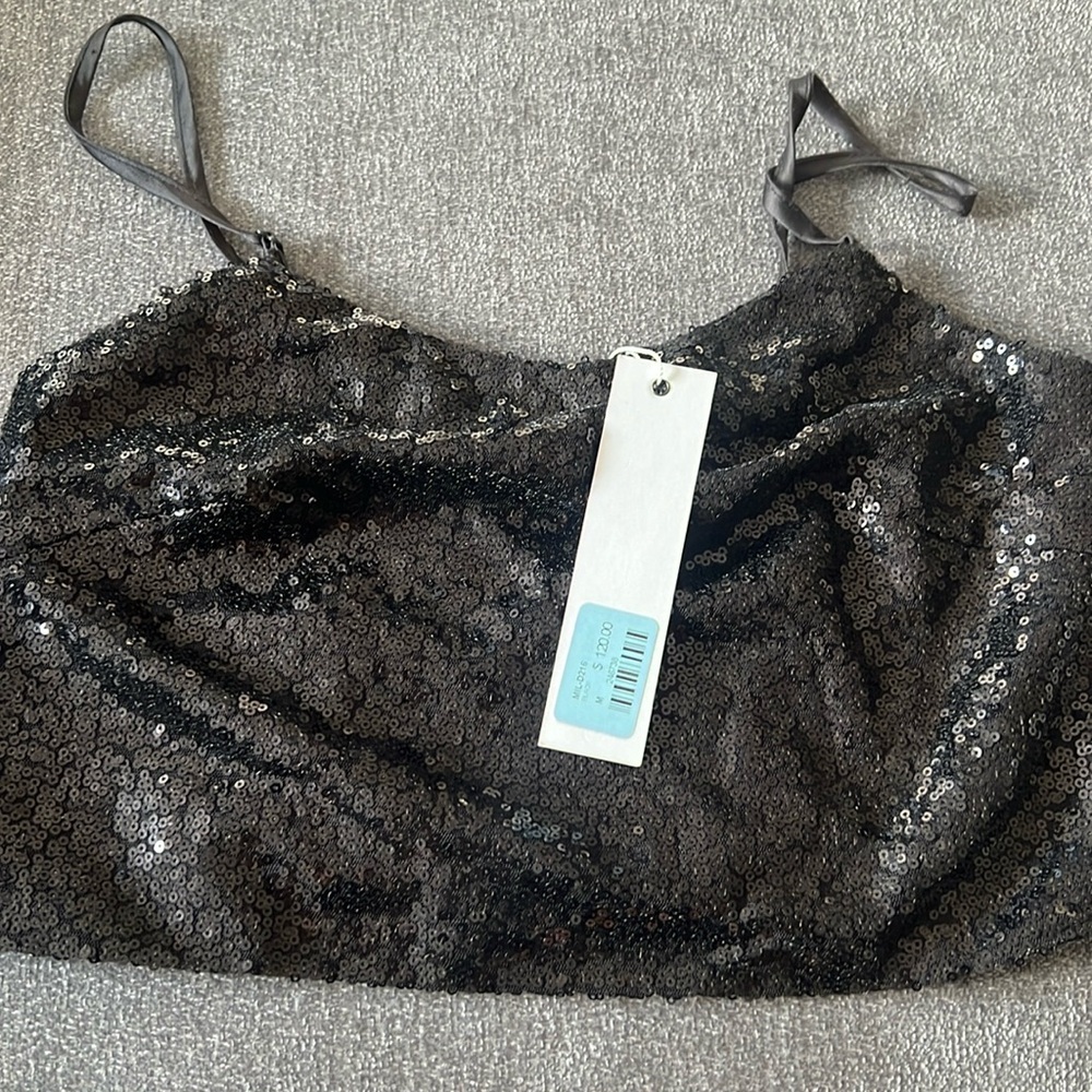Black sequin drop top